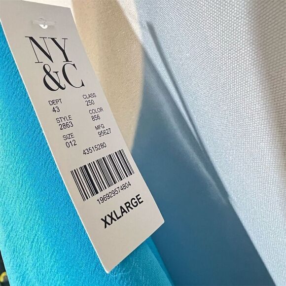 NWT NY&C New York & Company Sleeveless Flowy Blue Handkerchief Hem Blouse - Picture 3 of 6